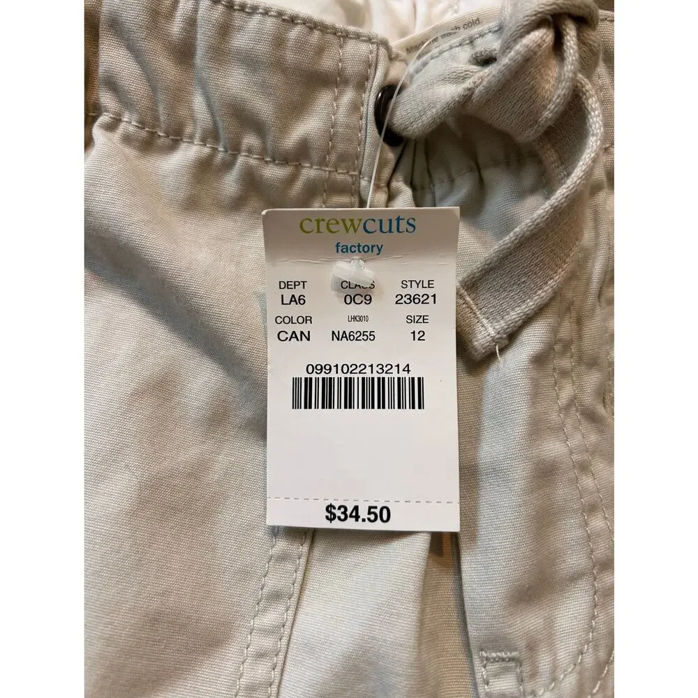 NWT Crewcuts Factory Pull-On Khaki Shorts, Size 12